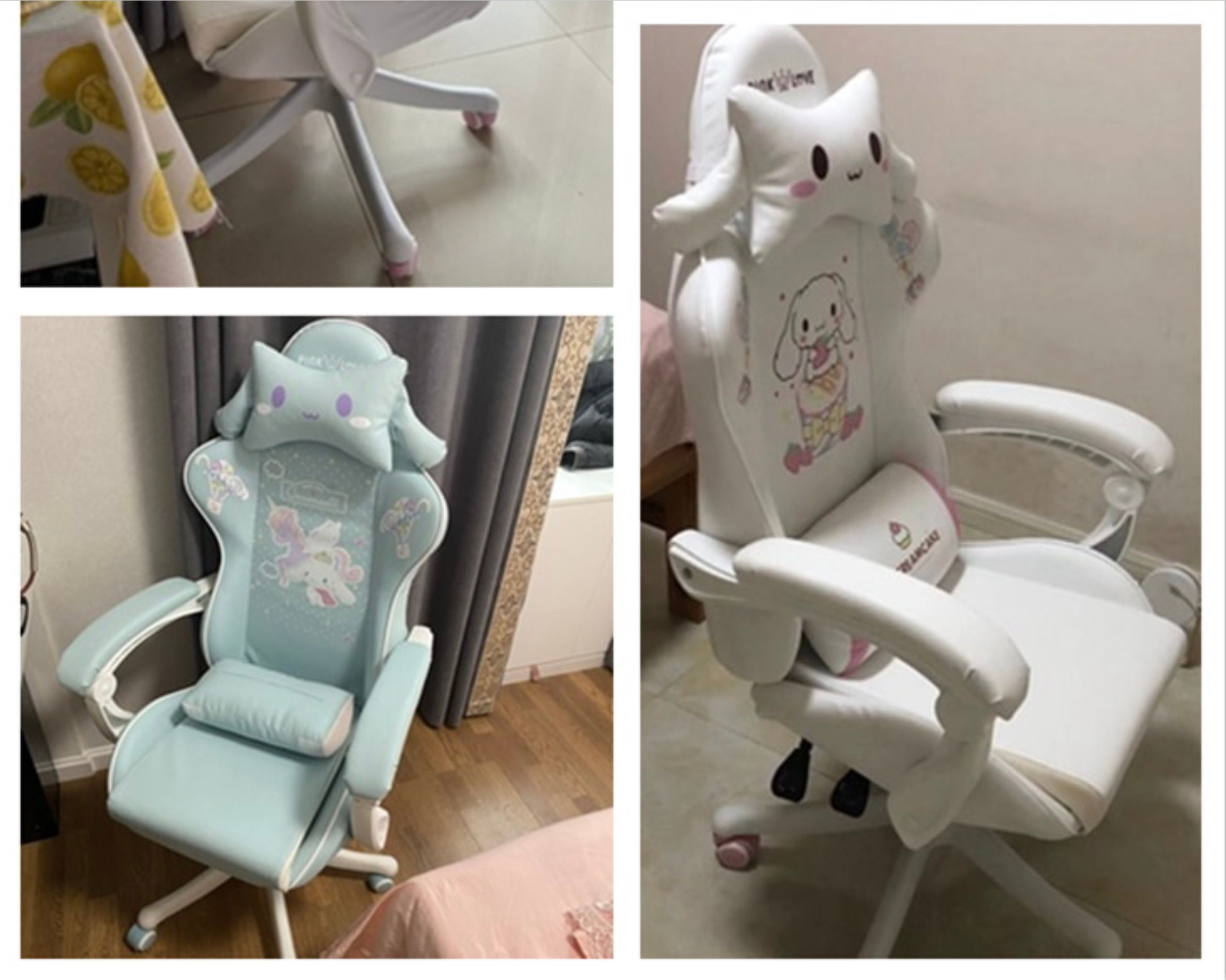 Luxury Kawaii Gaming Chairs Pastel Soft Blue Plush Floppy Dog Etsy