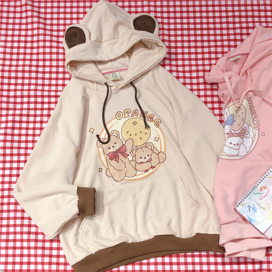 Light pink anime hoodie Clearance