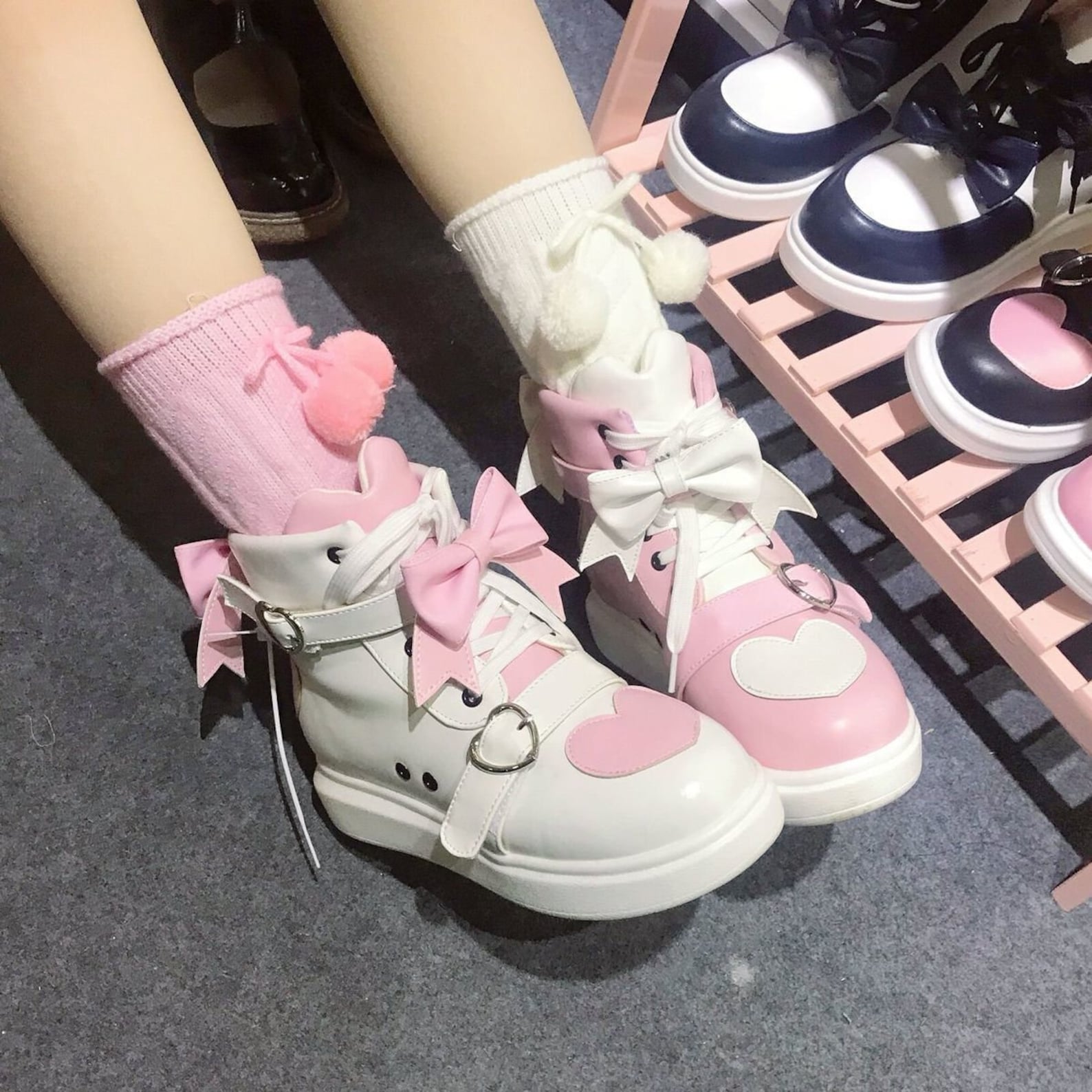 Pastel Pink Heart Sneakers Shoe Tennis Shoes Casual light Pink Etsy