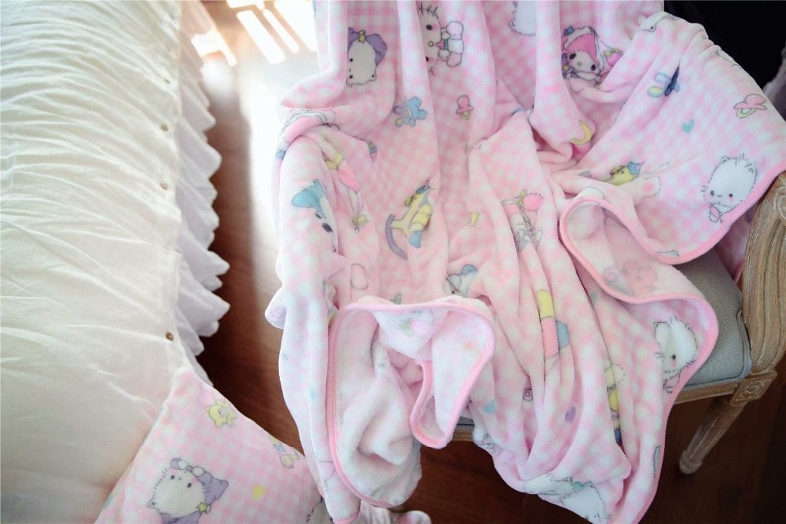 Cute Kawaii Super Soft and Velvety Blanket Pastel Pink Kitty Etsy