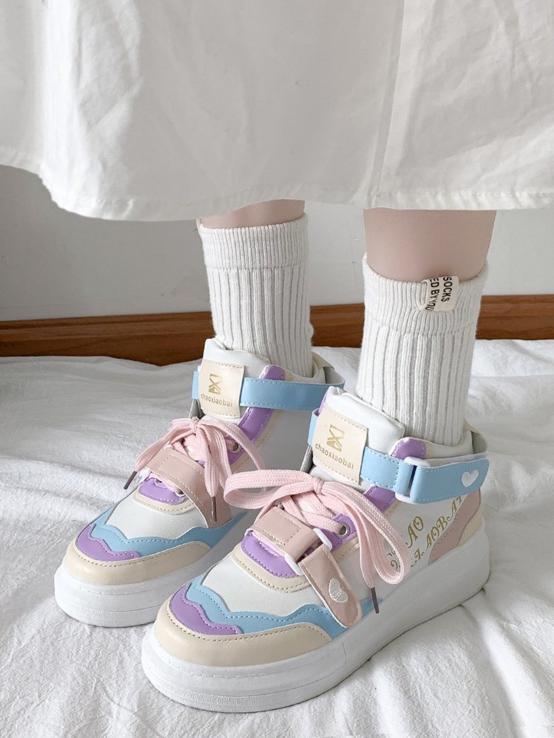 Kawaii Pastel Purple High Top Sneakers Shoe Tennis Shoes Etsy