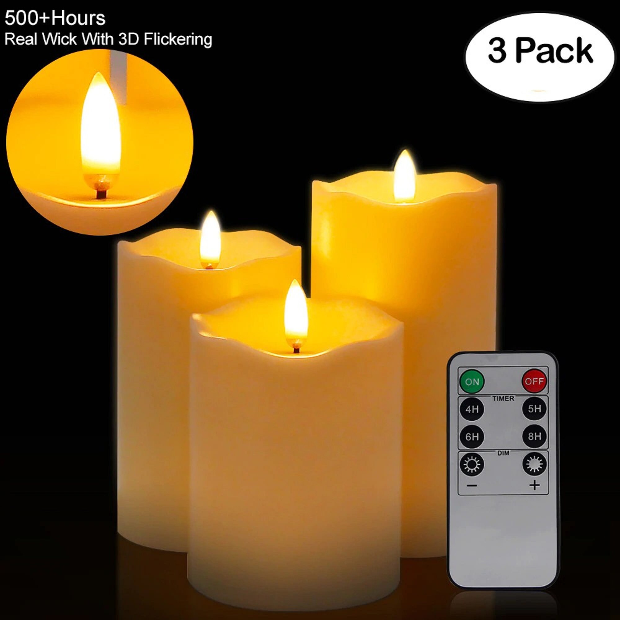 3Pcs/Set Remote Control LED Flameless Candle Lights New Year Etsy