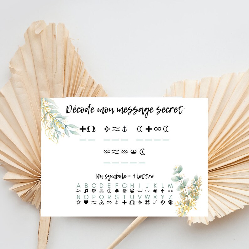Carte message secret - annonce grossesse - mariage - demande témoin parrain marraine - message codé image 3