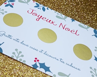 Carte à gratter Noel ~ carte personnalisée ~ bon pour ~ surprise ~ cœur à gratter ~ jeu à gratter ~ cadeaux