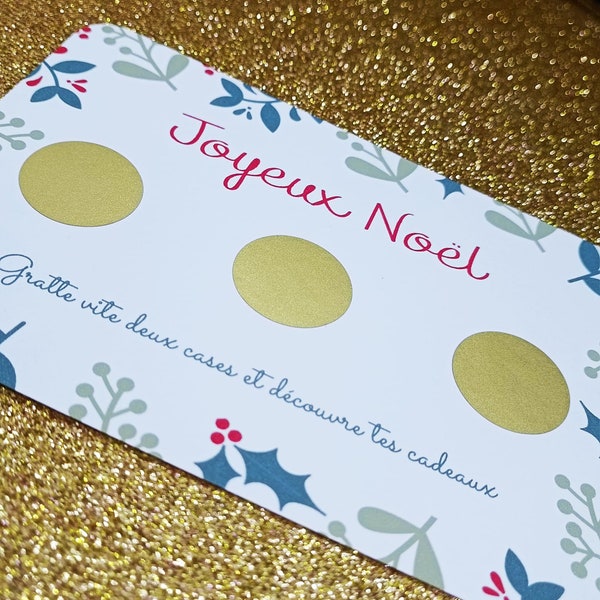 Carte à gratter Noel ~ carte personnalisée ~ bon pour ~ surprise ~ cœur à gratter ~ jeu à gratter ~ cadeaux