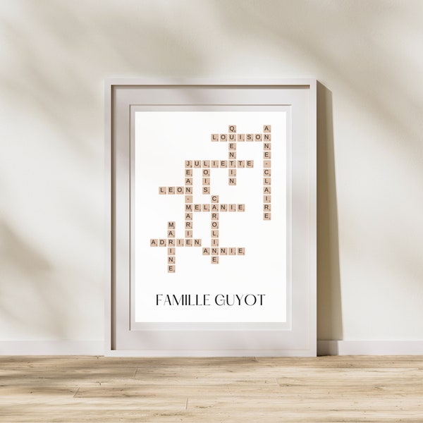 Affiche famille personnalisée scrabble  ~ pèle mêle ~ famille recomposée ~ cadeau de Noel