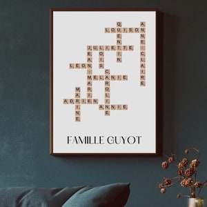 Scrabble First Names Decorative Poster ~ Family Poster ~ Personalized Poster ~ Pèle mixes ~ Blended Family