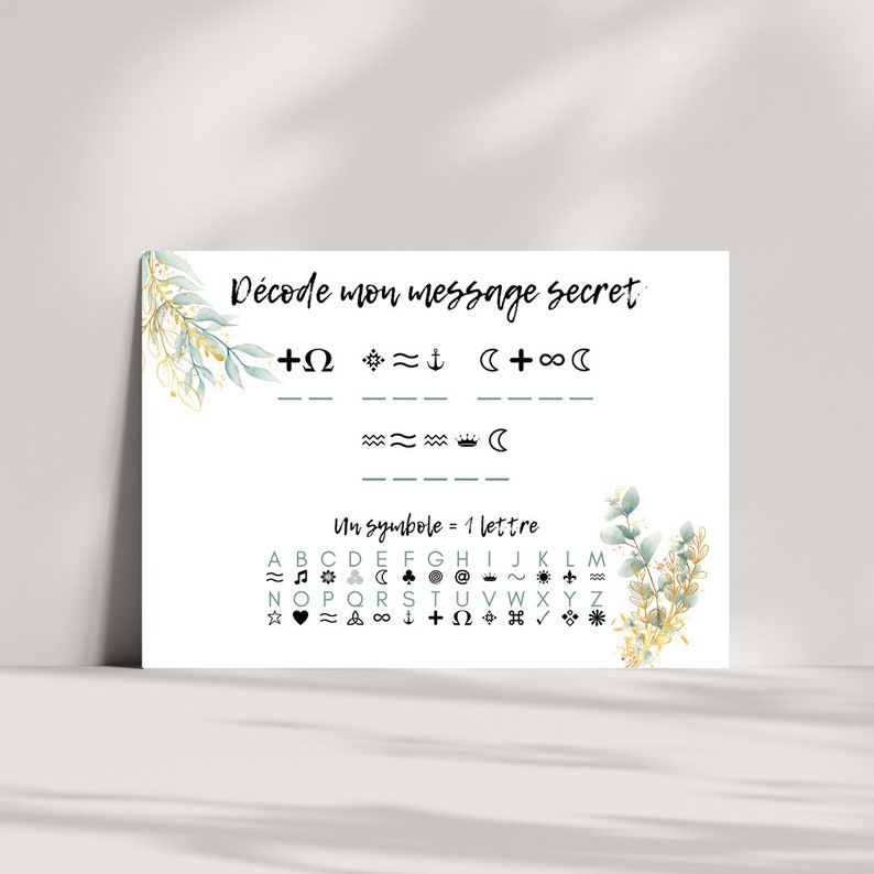 Carte message secret - annonce grossesse - mariage - demande témoin parrain marraine - message codé image 5