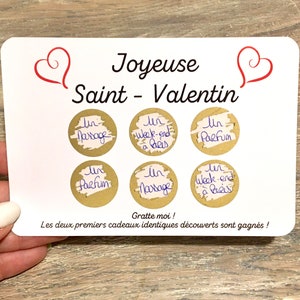 Carte à gratter saint Valentin carte personnalisée déclaration damour surprise cœur à gratter jeu à gratter image 1