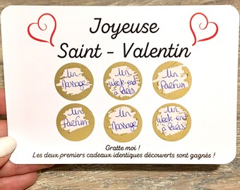 Carte à gratter saint Valentin ~ carte personnalisée ~ déclaration d’amour ~ surprise ~ cœur à gratter ~ jeu à gratter