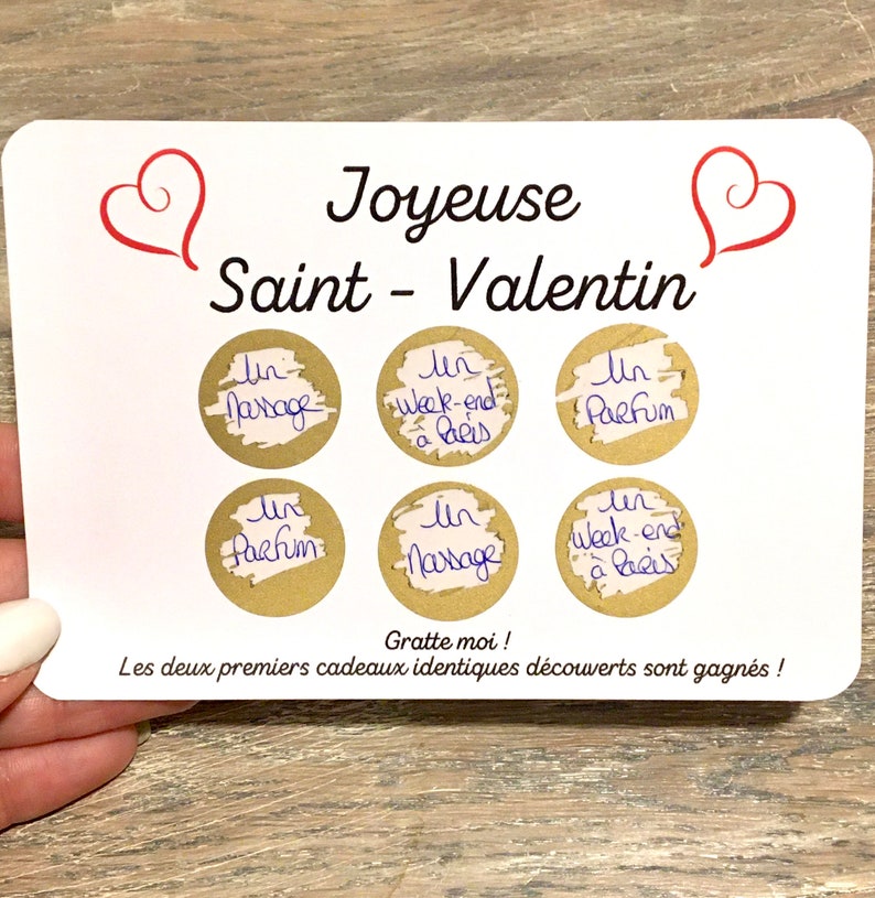 Carte à gratter saint Valentin carte personnalisée déclaration damour surprise cœur à gratter jeu à gratter image 1