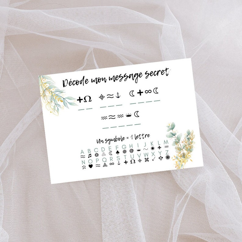 Carte message secret - annonce grossesse - mariage - demande témoin parrain marraine - message codé image 1