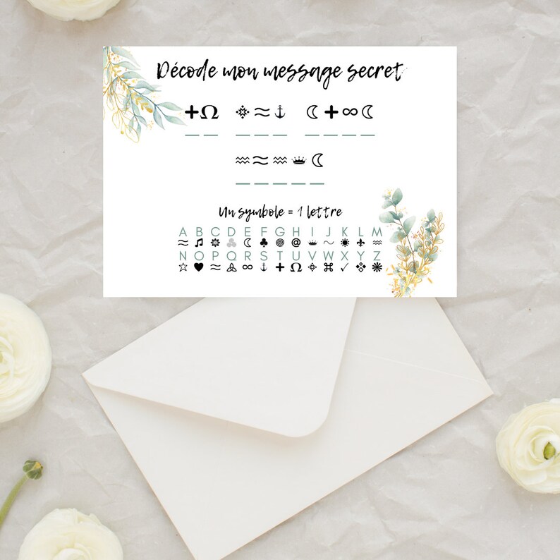 Carte message secret - annonce grossesse - mariage - demande témoin parrain marraine - message codé image 4