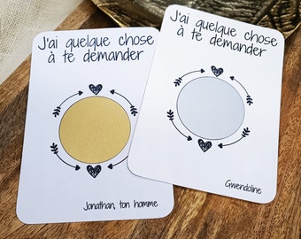 Carte à gratter ~ annonce grossesse ~ demande parrain marraine ~ demande témoin