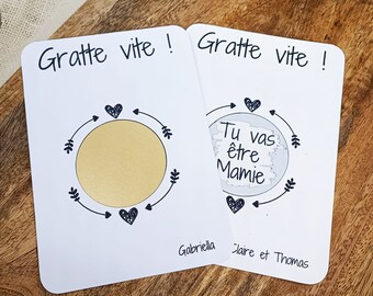 Carte à gratter ~ annonce grossesse ~ demande parrain marraine ~ demande témoin