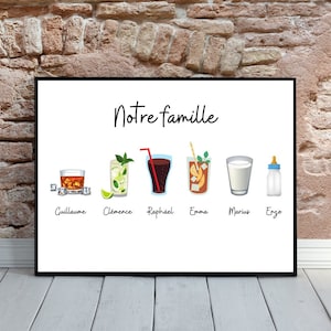 Personalized family poster ~ illustrated poster ~ customizable illustration ~ cocktail