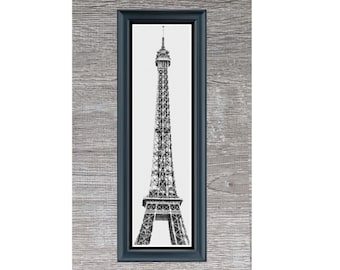 Eiffel Tower Cross Stitch Pattern | Paris Cross Stitch Pattern | Blackwork Cross Stitch Pattern | Digital PDF Download