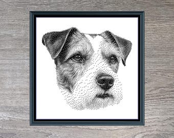 Jack Russell Terrier Dog Breed Monochrome Counted Cross-Stitch Pattern (Digital Download)