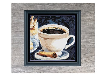 Miniature Pattern - Cup Of Coffee Cross Stitch Embroidery Needlepoint Pattern PDF Download