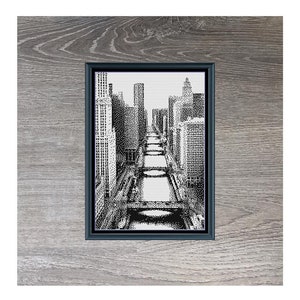 Mittel Chicago River Monochrome Blackwork Kreuzstich Muster Sofort Download PDF