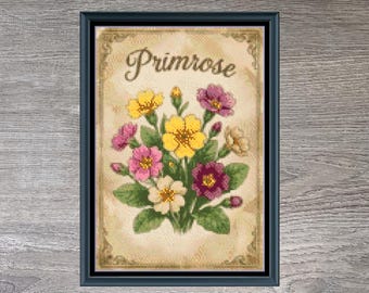 Primrose Winter Flower Full Coverage Counted Cross-Stitch Pattern (Digital Download)