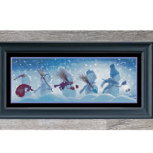 Snowmen Journey Winter Christmas Snow Cute Cross Stitch Embroidery Needlepoint Pattern PDF Download - Ready For Pattern Keeper