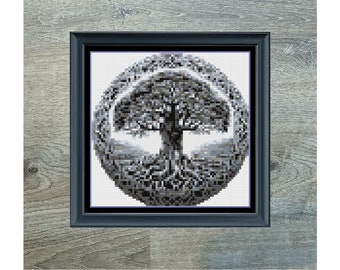 Mini Tree Of Life Cross Stitch Pattern | Mini Yggdrasil Cross Stitch | Instant PDF Download