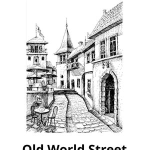 Supersized Old World Monochrome Street Cross Stitch Embroidery Needlepoint Pattern Digital PDF Download