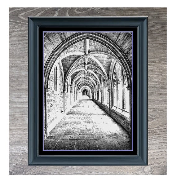 Walkway Architecture Building Monochrome Cross Stitch Needlepoint Embroidery Pattern - Instant Download - Pattern Keeper Ready