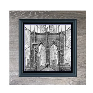 Brooklyn Bridge Cross Stitch Pattern | NYC Cross Stitch Pattern | Blackwork Cross Stitch Pattern | Instant PDF Download