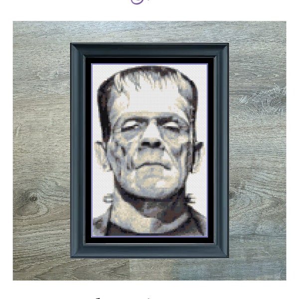 Mini Frankenstein Monster Cross Stitch Pattern | Halloween Cross-Stitch | Instant PDF Download