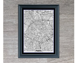 Paris Street Map Cross Stitch Pattern | City Map Cross Stitch Pattern | Monochrome | Blackwork | Instant PDF Download