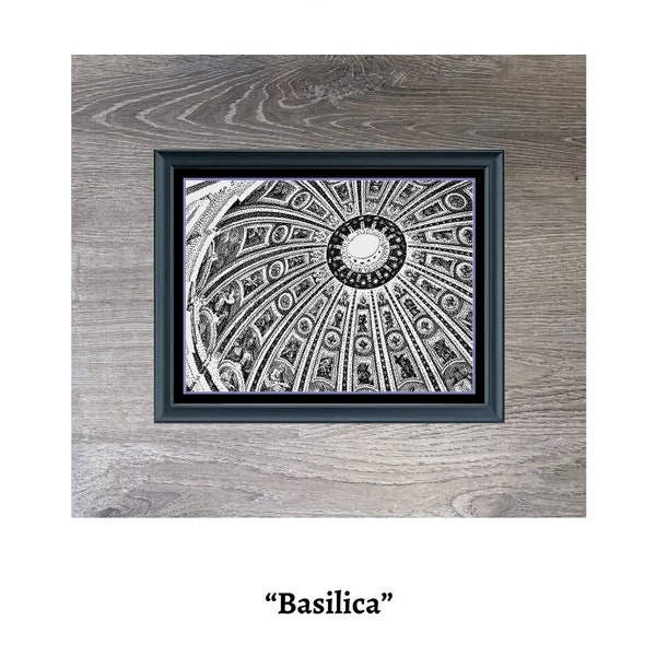 Basilica Cross Stitch Pattern | Architecture Monochrome Blackwork Cross Stitch Pattern | Instant Download PDF