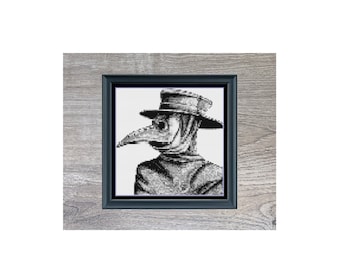 Mini Plague Doctor Cross Stitch Pattern: Gothic Embroidery (PDF Download)