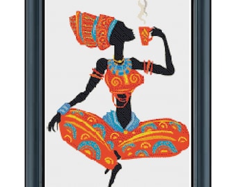 African Africa Woman Maiden Black Cultural Modern High Quality Cross Stitch Pattern PDF Download Pattern Keeper Compatible