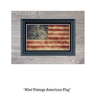 Miniature Pattern - Vintage American Flag Cross Stitch Embroidery Needlepoint Pattern PDF Download