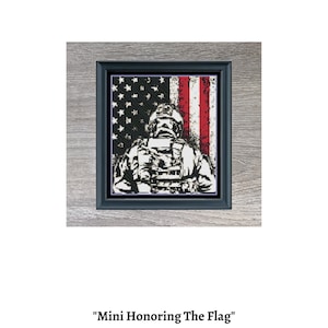 Miniature Pattern - American Soldier USA Flag Cross Stitch Embroidery Needlepoint Pattern PDF Download