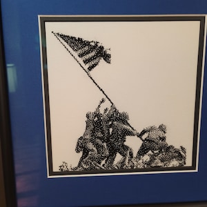 WWII Marines Raising Flag Cross Stitch Pattern: Patriotic Embroidery (Digital PDF)