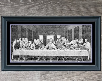 Last Supper Da Vinci Counted Cross Stitch Pattern | Religious Cross Stitch | Monochrome Blackwork | Instant Download PDF