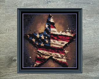 Mini American Star Counted Cross Stitch Pattern | Americana Flag | Instant Download PDF