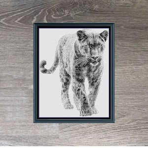 Black Panther Premium Monochrome Counted Cross-Stitch Pattern | Instant Download PDF