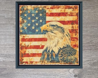 Americana Bald Eagle Cross Stitch Pattern: Patriotic American Flag (Digital Download)