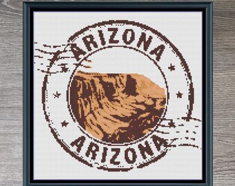 Arizona Grand Canyon US State Counted Cross Stitch Pattern | Instant Download PDF