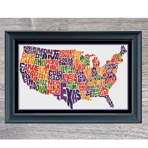 USA Map Cross Stitch Pattern | United States Cross Stitch Pattern | Map Cross Stitch Pattern | Instant PDF Download