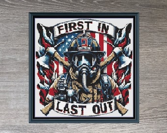 Firefighter Cross Stitch Pattern | Fireman Cross-Stitch Pattern | Counted Cross-Stitch Pattern | Instant Download PDF