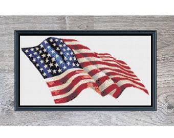 American Flag Cross Stitch Pattern: Americana USA (PDF Digital Download)