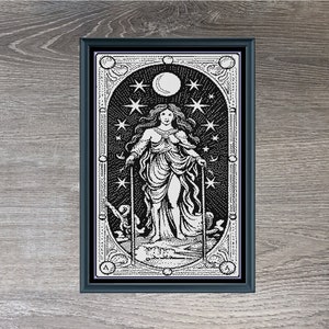 Modèle de point de croix compté carte de tarot Verseau | Astrologie Zodiaque | Blackwork monochrome | Téléchargement instantané PDF