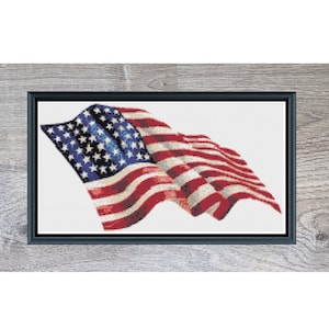 American Flag Cross Stitch Pattern (Larger Version) | Americana USA Cross Stitch Pattern | PDF Instant Digital Download
