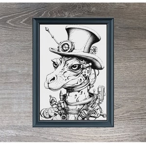 Steampunk Giraffe Counted Cross Stitch Pattern | Cool Cross Stitch | Monochrome Blackwork | Instant Download PDF