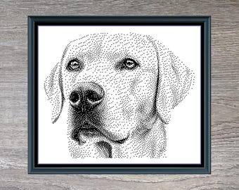 Labrador Retriever Dog Breed Monochrome Counted Cross-Stitch Pattern (Digital Download)